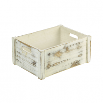 Genware White Wash Wooden Crate 41 x 30 x 18cm
