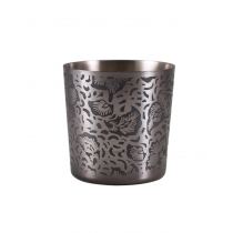 Genware Stainless Steel Black Floral Serving Cup 8.5 x 8.5cm