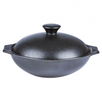 Porcelite Cast Iron Effect Oval Wok Bowl With Lid 20oz 