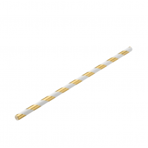 Paper Gold Stripe Straw 8Inch 