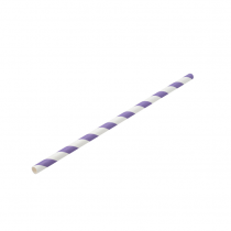 Paper Lilac and White Stripe Straws 8Inch 