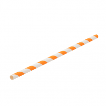 Paper Orange and White Stripe Straw 8Inch 