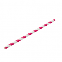 Paper Pink and White Stripe Straw 8Inch 