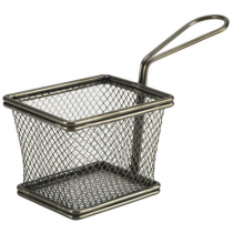 Black Rectangular Mini Serving Fry Basket 10 x 8 x 7.5cm