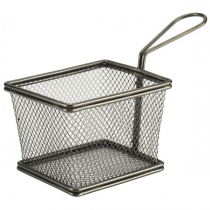 Black Rectangular Mini Serving Fry Basket 12.5 x 10 x 8.5cm