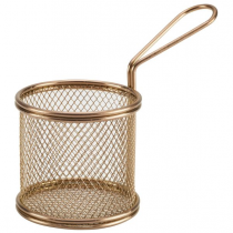 Round Mini Serving Fry Basket Copper 9.3 x 9cm