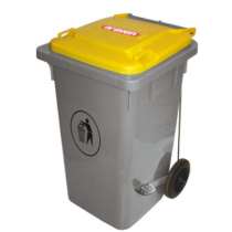 Araven Step On Bin with Wheels 120Ltr Yellow 