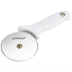 Genware Stainless Steel Pizza Cutter 4inch Blade White Handle