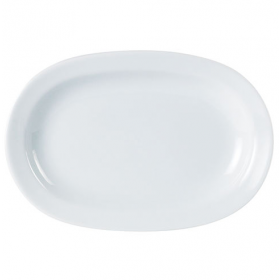 Porcelite White Rimmed Deep Oval Plates 10inch / 25cm 