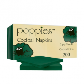 Poppies Dark Green Cocktail Napkins 2ply 23cm 