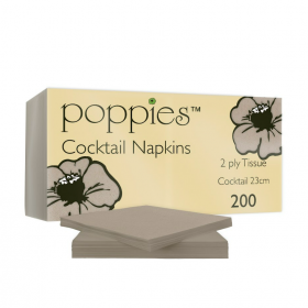 Poppies Recycled Unbleached Cocktail Napkins 2ply 23cm 