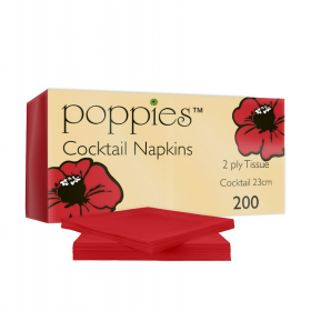 Poppies Red Cocktail Napkins 2ply 23cm 