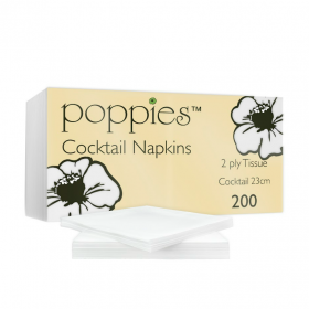 Poppies White Cocktail Napkins 2ply 23cm 
