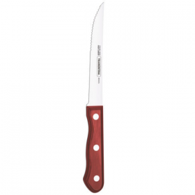 Tramontina Polywood Steak Knives Red Full Tang Pointed Tip 22cm 