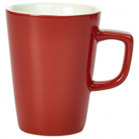 Genware Porcelain Red Latte Mug 12oz / 34cl 