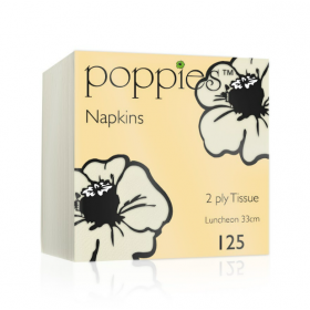Poppies Champagne Lunch Napkins 2ply 32cm 