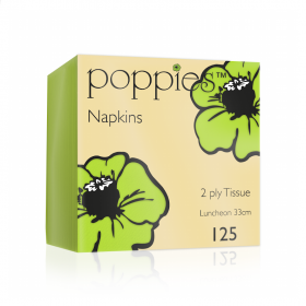 Poppies Lime Green Lunch Napkins 2ply 32cm 