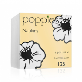 Poppies White Lunch Napkins 2ply 32cm 