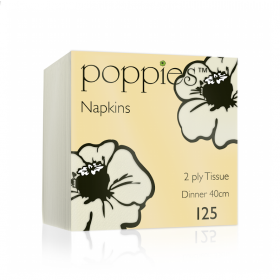 Poppies Champagne Dinner Napkins 2ply 4 Fold 40cm 