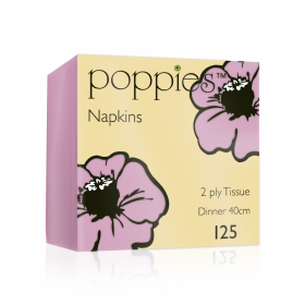 Poppies Pink Dinner Napkins 2ply 4 Fold 40cm 