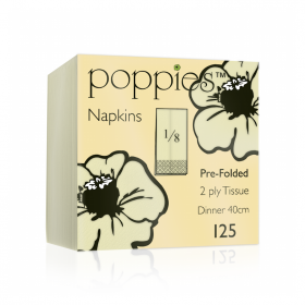 Poppies Buttermilk Dinner Napkins 2ply 8 Fold 40cm
