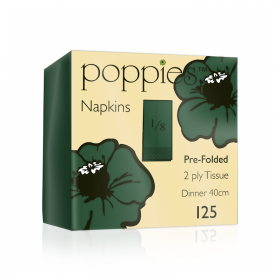 Poppies Forest Green Dinner Napkins 2ply 8 Fold 40cm 