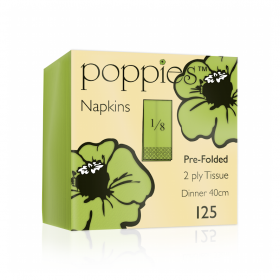 Poppies Lime Green Dinner Napkins 2ply 8 Fold 40cm 