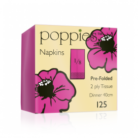Poppies Magenta Dinner Napkins 2ply 8 Fold 40cm 