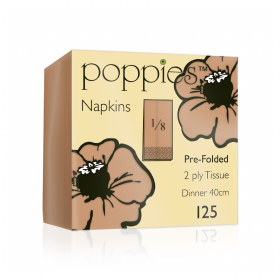 Poppies Peach Dinner Napkins 2ply 8 Fold 40cm 