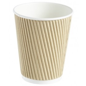 Kraft Ripple Disposable Paper Coffee Cup 12oz / 340ml