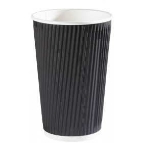 Black Ripple Disposable Paper Coffee Cups 16oz / 453ml