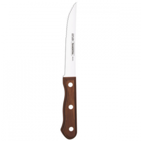Tramontina Polywood Steak Knives Brown Full Tang Pointed Tip 22cm 