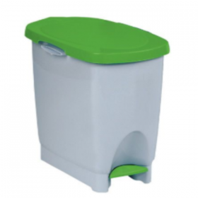 Araven White Step On Pedal Bin with Green Lid 22 Litre