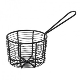 Round Black Wire Basket with Handle 23 x 12 x 8cm