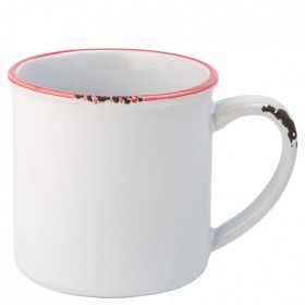 Avebury White & Red Rimmed Mug 10oz / 28cl