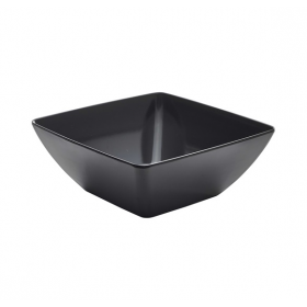 Melamine Black Curved Square Bowl 26.2 x 9.8cm 