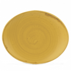 Churchill Stonecast Mustard Seed Yellow Oval Coupe Plates 19.2cm
