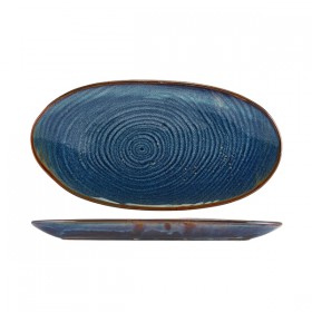 Terra Porcelain Aqua Blue Organic Platter 31 x 16cm