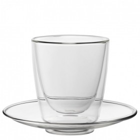 Double Walled Cappuccino Glass Cup with Saucer 7.75oz / 22cl 