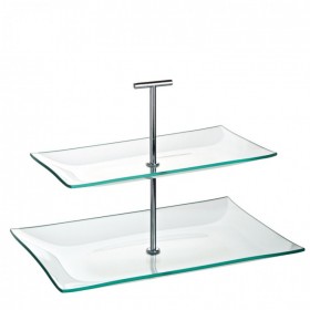 Aura 2 Tiered Rectangular Glass Plate Stand 