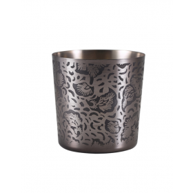 Genware Stainless Steel Black Floral Serving Cup 8.5 x 8.5cm