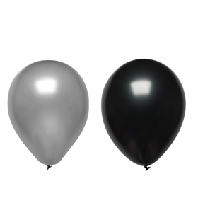 Black & Silver Metallic 12inch Adult Round Balloons 