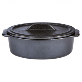 Porcelite Cast Iron Effect Oval Casserole Dish with Lid 17.7 x 13.5 x 7cm