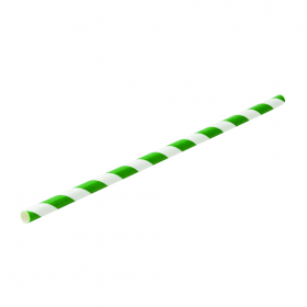 Lime Green and White Striped Paper Straws 8inch 