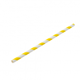 Yellow and White Striped Paper Straws 8inch 