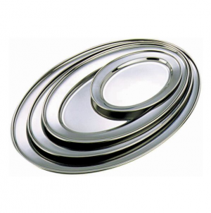 Stainless Steel Oval Meat Flat 20 x 14cm