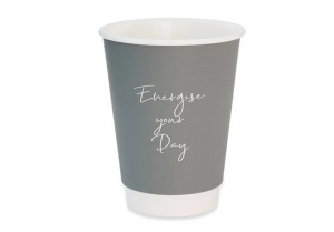 Signature Grey Disposable Double Wall Hot Drink Cup 12oz 