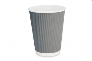 Signature Grey Disposable Triple Wall Ripple Hot Drink Cup 12oz