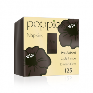 Poppies Chocolate Dinner Napkins 2ply 8 Fold 40cm 