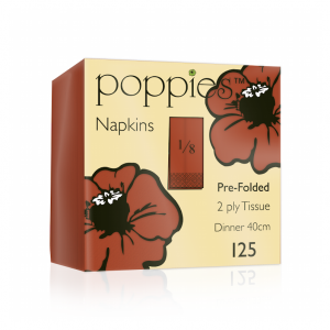Poppies Terracotta Dinner Napkins 2ply 8 Fold 40cm